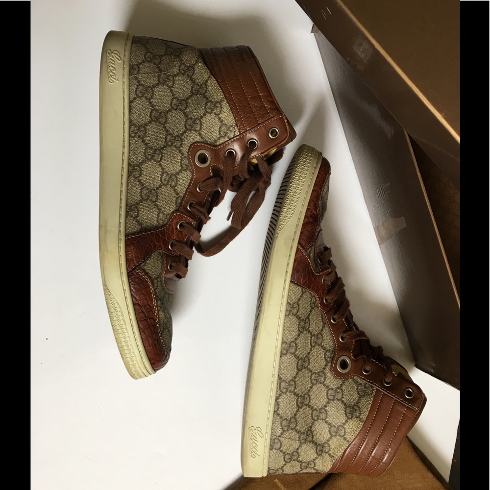 ❗️Sold ❗️Gucci Brown Men's Gg Plus High-top - Picture 4 of 8